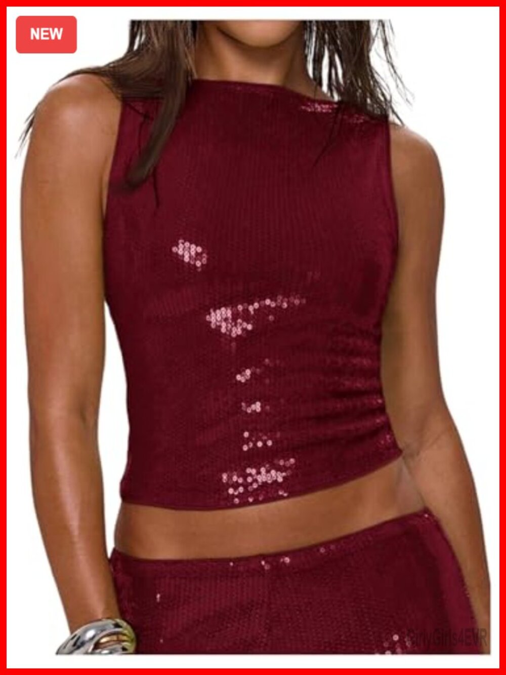 Sparkly Sequin Tank Top Slim Fit Sleeveless Party Rave Top